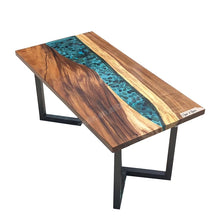 Load image into Gallery viewer, Solid Wood Crystal Clear Table Top Epoxy Resin Dining Table
