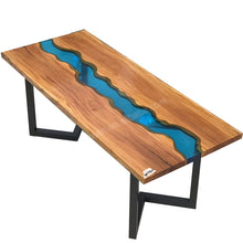 Load image into Gallery viewer, Solid Wood Crystal Clear Table Top Epoxy Resin Dining Table